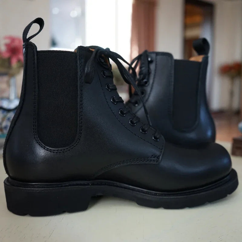 Goodyear-Head Cowhide Overalls Boots Biker Boots for Men