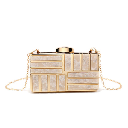 Acrylic Women Clutch Evening Bags Flap Luxury New Arrival Hollow Out Style Glitter Handbags Metal Chain Party Wedding Bridal Pro