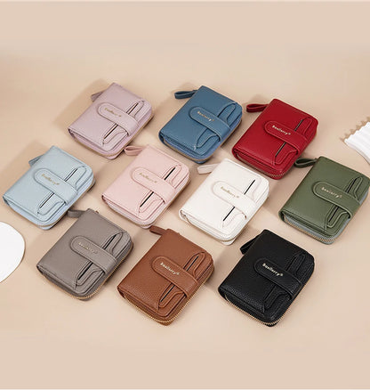 Baellerry Women Stylish Zip Around Card Wallet Multi-Functional RFID Blocking Purse 6 Card Slots and Coin Pocket Minimalist Gift