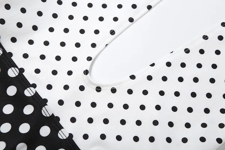 Weird Puss Polka Dots Print Patchwork Halter Backless Playsuit Summer Women's Suit Sexy Stretch Woman Jumpsuits and Rompers