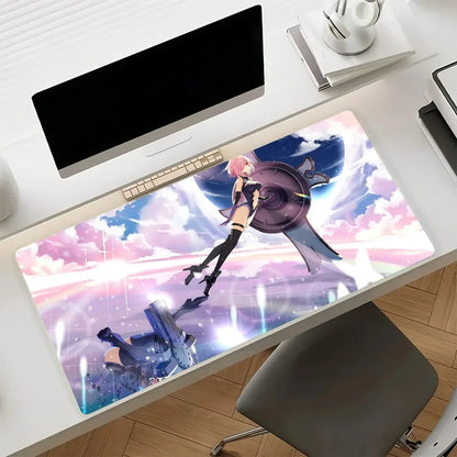 Anime Mouse Pad Gamer XXL Keyboard Table Mat Short Pink Hair White Bow Anime Girl Multi Scene Office Gaming Home Desk Mat