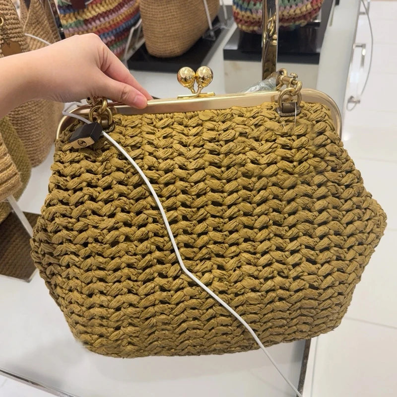 Classic Large Capacity Kisslock Frame Clip Bags For Women Luxury Designer Handbags Purses 2026 New In PU Lock Underarm Shoulder
