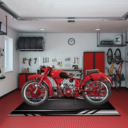 VIKAMA Motorcycle Garage Floor Mat Cyber Style Workshop Non-Slip Wear-Resistant Display Mat Hallway Decorative Carpet