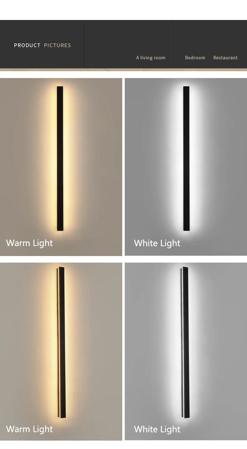 Outdoor Waterproof Wall Lamp LED Strip Background Wall Lamp Stair Garden Lamp Living Room Bedroom Bedside IP65 Wall Lights