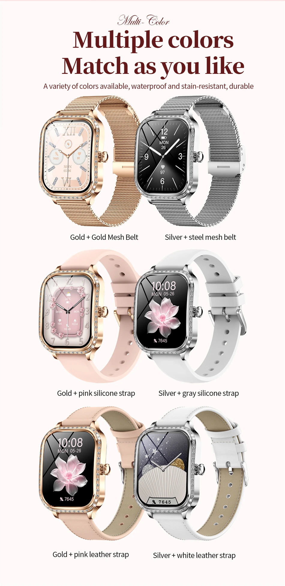 Fashion Women Diamond Watch 1.75 inch 360*360 HD Display Heart Rate Blood Oxygen Monitoring Bluetooth Call Smartwatch 2026 New