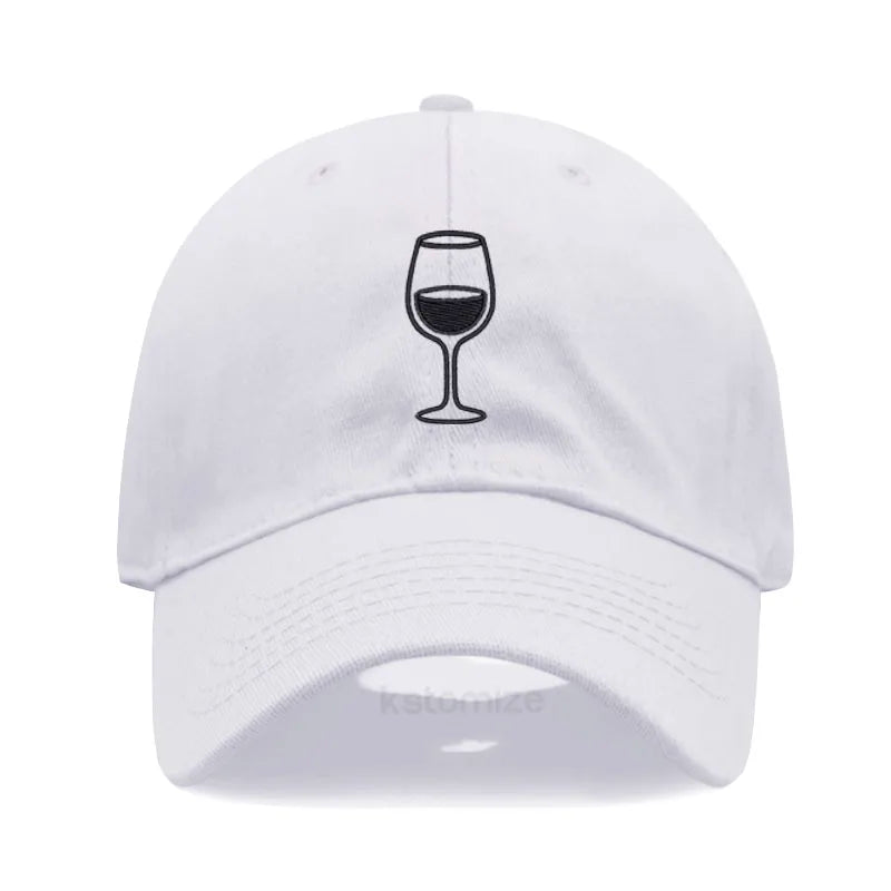 Wine Glass Embroidery Baseball Cap For Men Women Soft Cotton Adjustable Dad Hat Unisex Casual Sport Visor Golf Caps