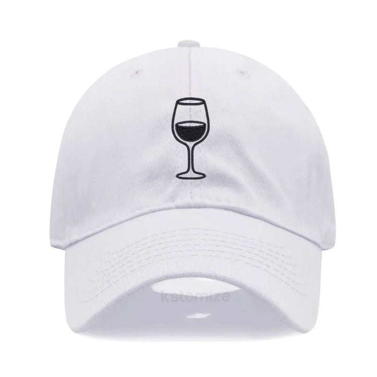 Wine Glass Embroidery Baseball Cap For Men Women Soft Cotton Adjustable Dad Hat Unisex Casual Sport Visor Golf Caps