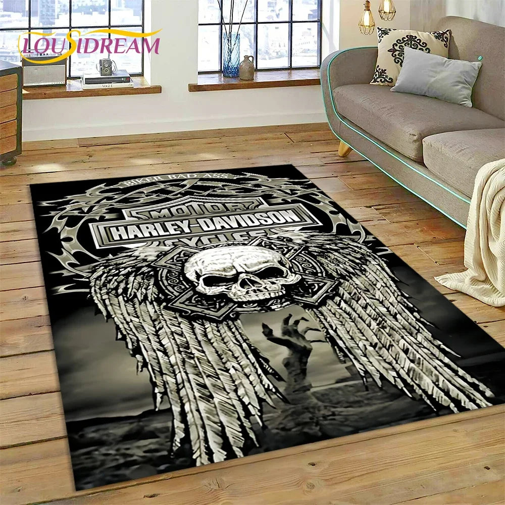 27 Style Harley-y Motorcycle Logo Rug Carpet for Living Room Bedroom Home Decor,floor Mat Non-slip for Sofa Doormat Gift kids