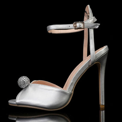Luxury Pearls Rhinestones Peep toe Women Pumps Sandals Sexy Ankle Strap High Heels Summer Bridal Wedding Party Shoes Sandals