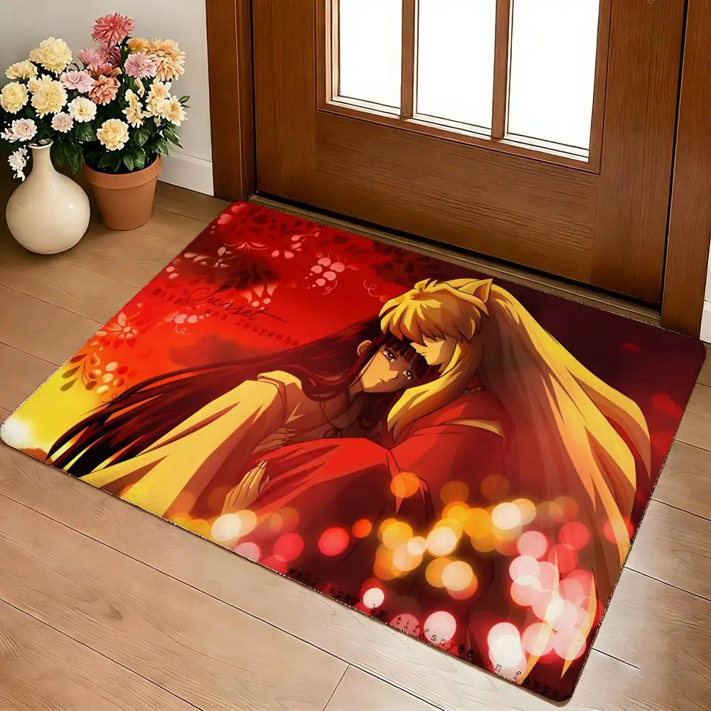 A-I-I-Inuyashas Floor Mat Cozy Flannel Soft Thick Non-Slip Mat For Living Room Bedroom Kitchen Decor Rugs