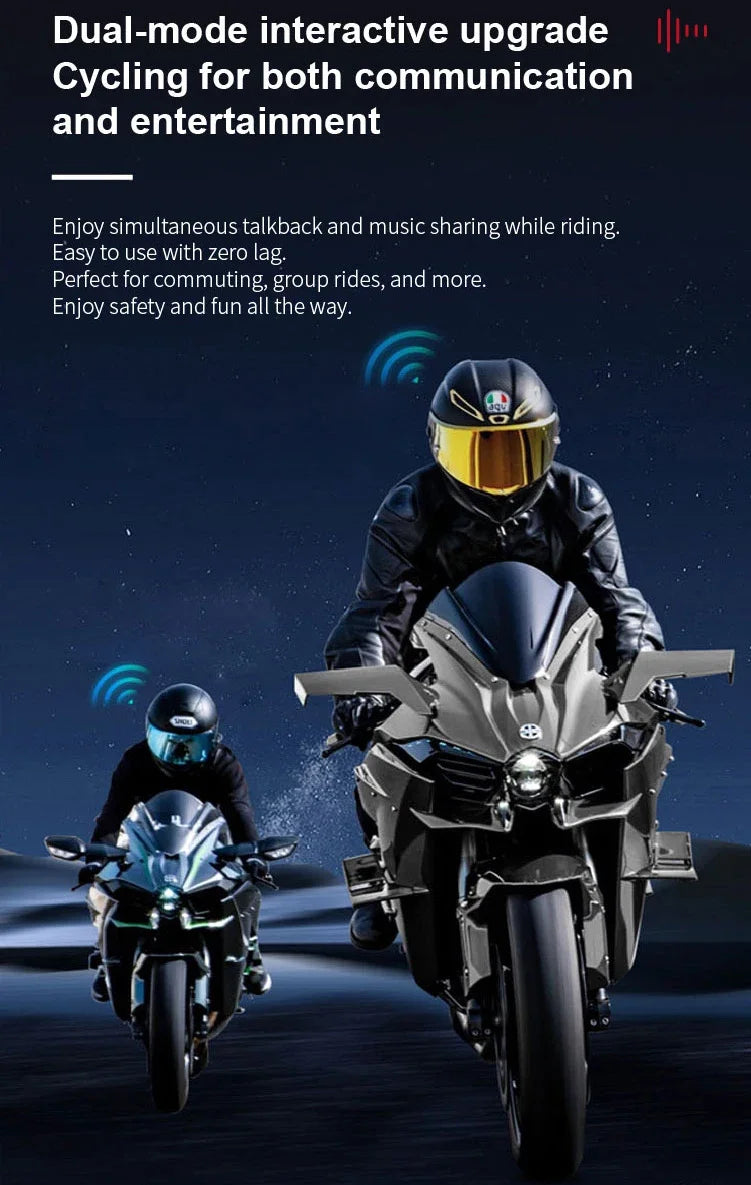 X3 Pro Motorcycle Helmet Bluetooth Headset 2-Riders Intercom 1000M BT6.0 IPX6 Waterproof Voice Assistant NoiseReduction FM Radio