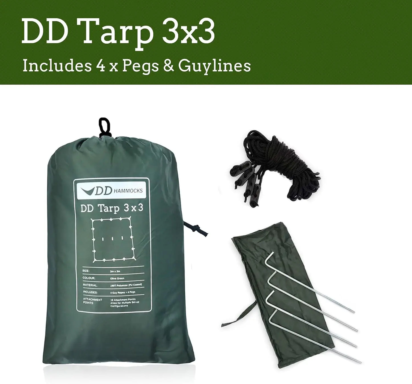 3x3 Meter Waterproof Camping Tarp Shelter 10x10 ft Lightweight Rainfly Tent for Outdoor Adventure