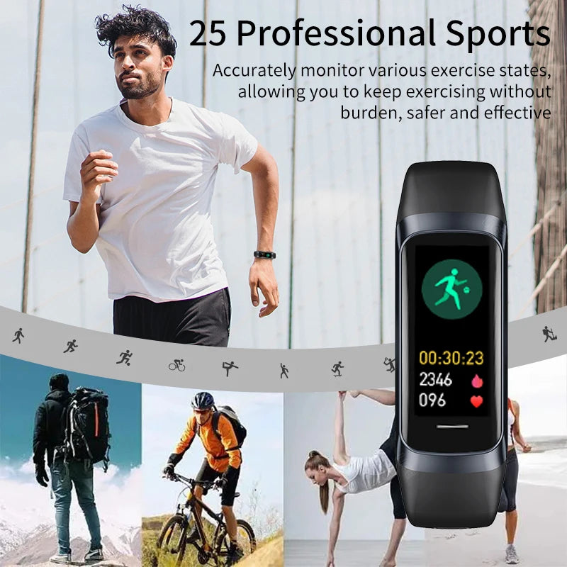 LIGE 1.1 Inch Amoled Heart Rate Monitor Smart Bracelet Wristband Slim Smart Watch Men Women Waterproof  Fitness Tracker Band
