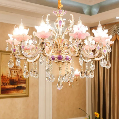 Zinc Alloy Crystal Chandelier Modern Living Room Decoration  Lighting European Restaurant Bedroom Candle  Lamps