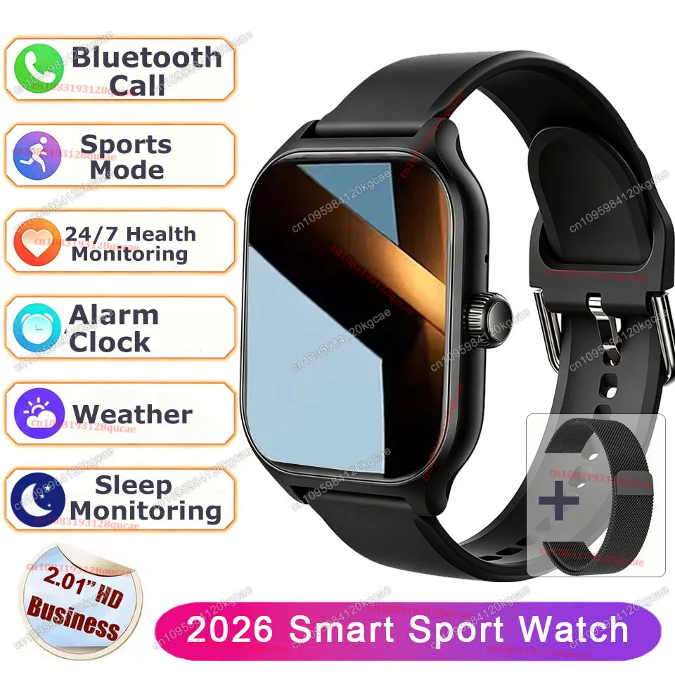 2026 Smart Watch Android IOS Phone 2.01'' Color Screen Bluetooth Answer Call Fitness Watch Tracker Smartwatch Women Men New Hw12