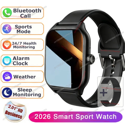 2026 Smart Watch Android IOS Phone 2.01'' Color Screen Bluetooth Answer Call Fitness Watch Tracker Smartwatch Women Men New Hw12