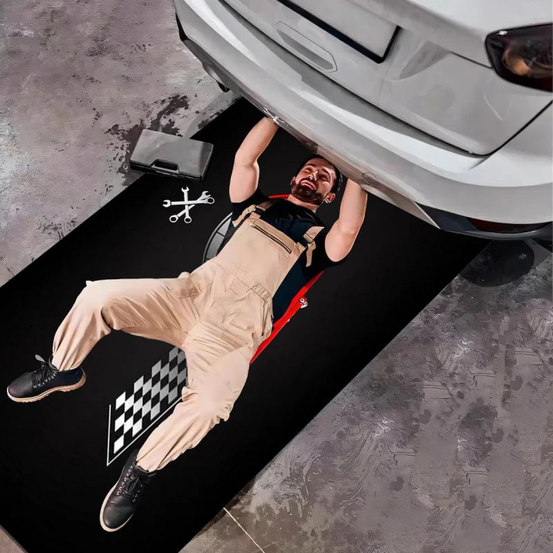 VIKAMA Racing Motorcycle Floor Mat Washable Non Slip Garage Display Rug for Corridor Bedroom Home Decor