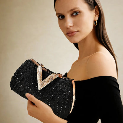 Diamond Silver Shoulder Bags for Women Wedding Inspired Designer Handbags 2026 Luxury Quality V Hasp Rhinestone Crossbody Bags
