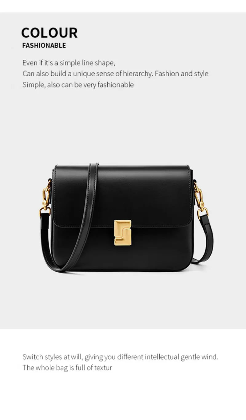 Luxury Genuine Leather Women Bag 2025 New Women's Shoulder Bag High Quality Cowhide Square Crossbody Bags Designer Handbags
