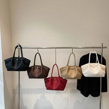 Luxury Lychee Pattern Underarm Shoulder Bags Solid Color PU Leather Women's Handbags Large Capacity Tote Bag Travel