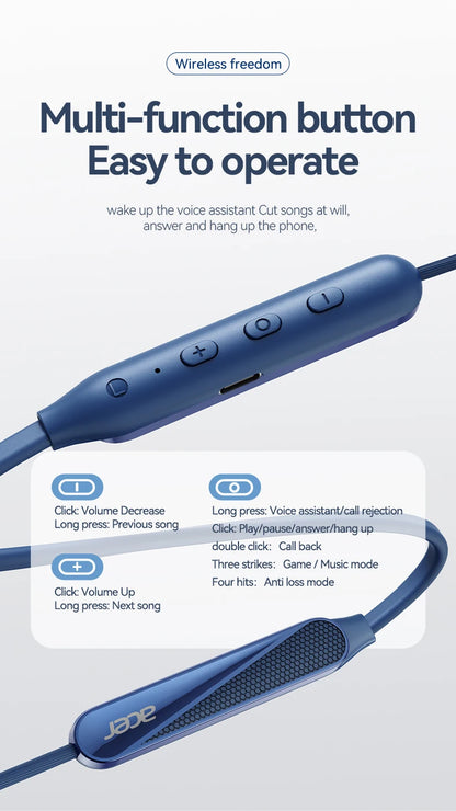 Acer Ohr561 Wireless Neckband Bluetooth Headphones, In-Ear Design, Comfortable to Wear, Bluetooth 5.4 Chip with Low Power Consumption, 20 Hours of Long-Lasting Battery Life, Dedicated for Sports and Running