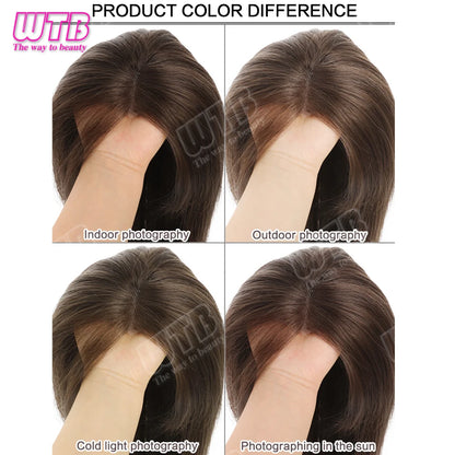 WTB 40cm Lace Front Synthetic Wig Invisible and Seamless Straight Hair Adds Volume Suitable for Women's Daily Wear and Holidays