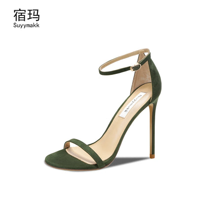 Luxury Brand Heeled Sandals Summer Gladiator Buckle Strap Elegant Slingbacks High Heels Sexy Classic Ladies Prom Shoes Women