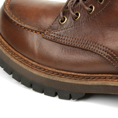 Vintage Work Boots Men's Winter High-top Leather Boots Men Mid-top Short Boots