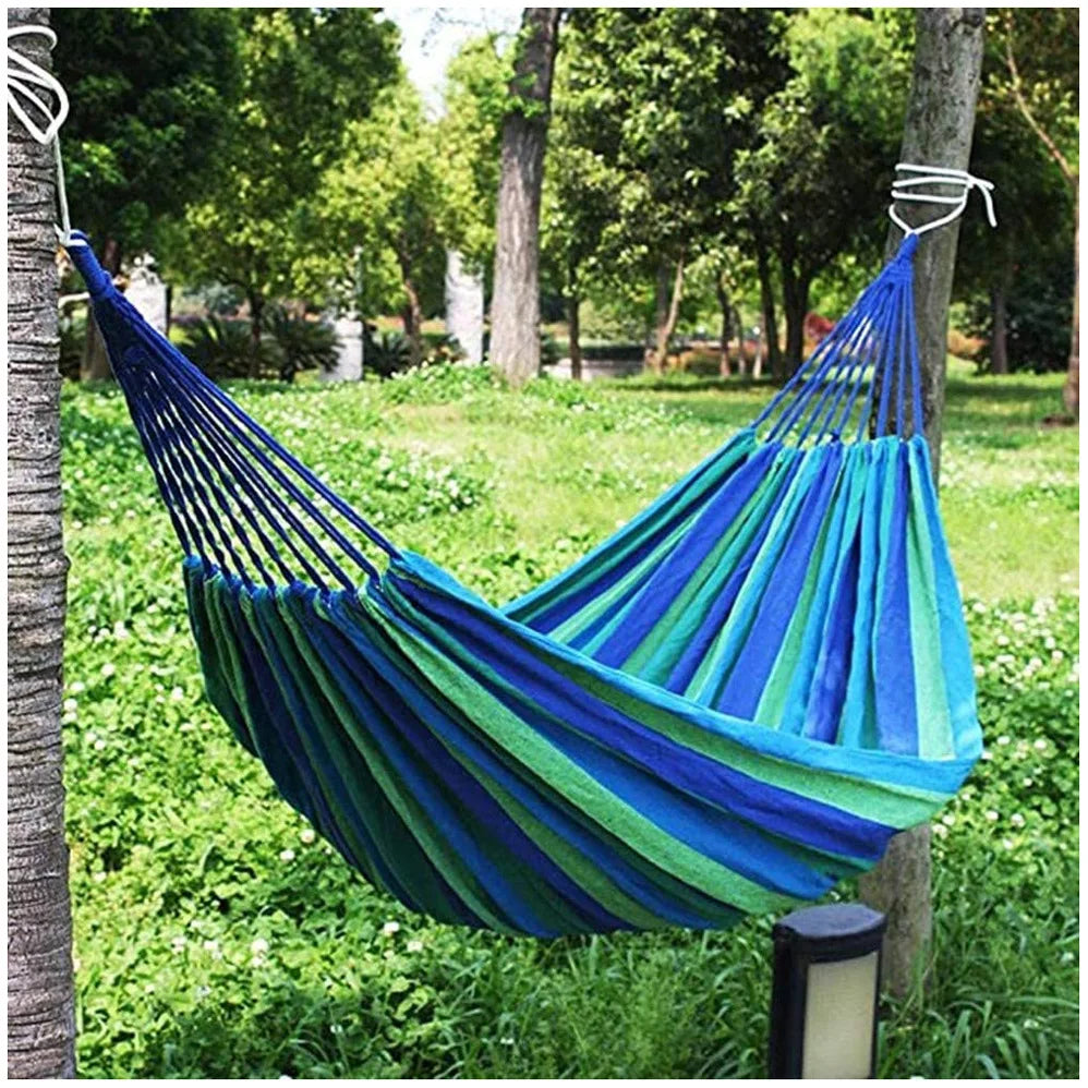 2 Person Double Hammock with Tree Straps - Heavy Duty Cotton Canvas for Patio, Backyard, Garden, Indoor & Outdoor Use (Red,Blue)