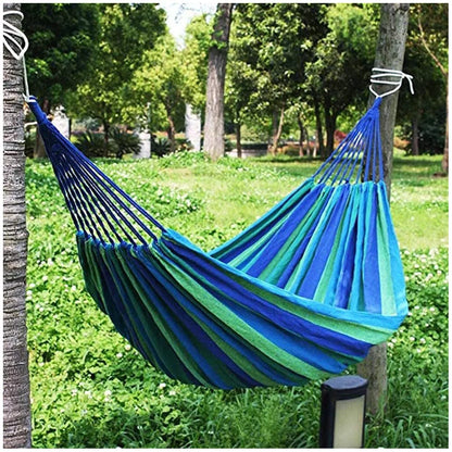 2 Person Double Hammock with Tree Straps - Heavy Duty Cotton Canvas for Patio, Backyard, Garden, Indoor & Outdoor Use (Red,Blue)