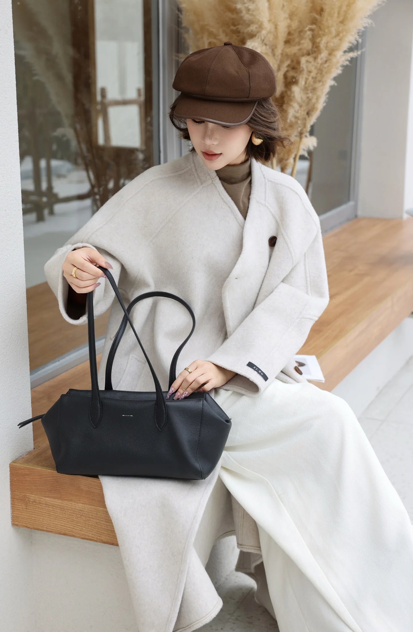 Genuine Grade Leather Women's Shoulder Bag Luxury Designer Brand Ladies Soft Cowhide Large Tote for Woman Ladies Bowling Bag New