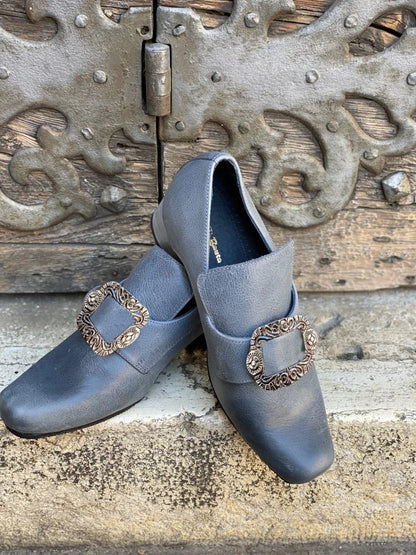 Vintage Medieval Renaissance Frock Shoes Unisex Block Heels With Buckle Boot Halloween Cosplay Costume Party Historical Footwear