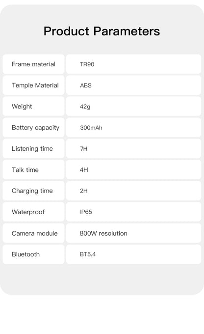 2026 New Smart Glasses 800W HD Camera Video Record AI Assistant Touch Control Translation HD Audio 300mAh Battery Smart Glasses