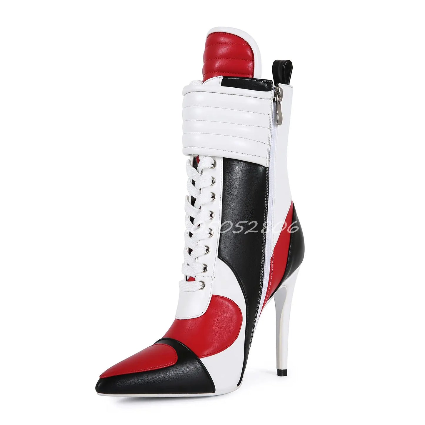 2026 Knee High Woman Boots Sexy Pointed Toe Lace-up Ladies Long Boots Thin Heel Patchwork Leather Motorcycle Boots 44