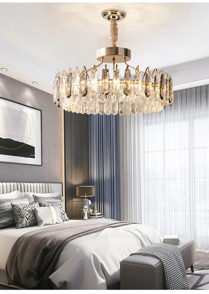 Clear Crystal Ceiling Chandeliers New LED Lights Luxury Rectangle Hanging Lamp Modern Home Decor Lustres for Dining Room Table