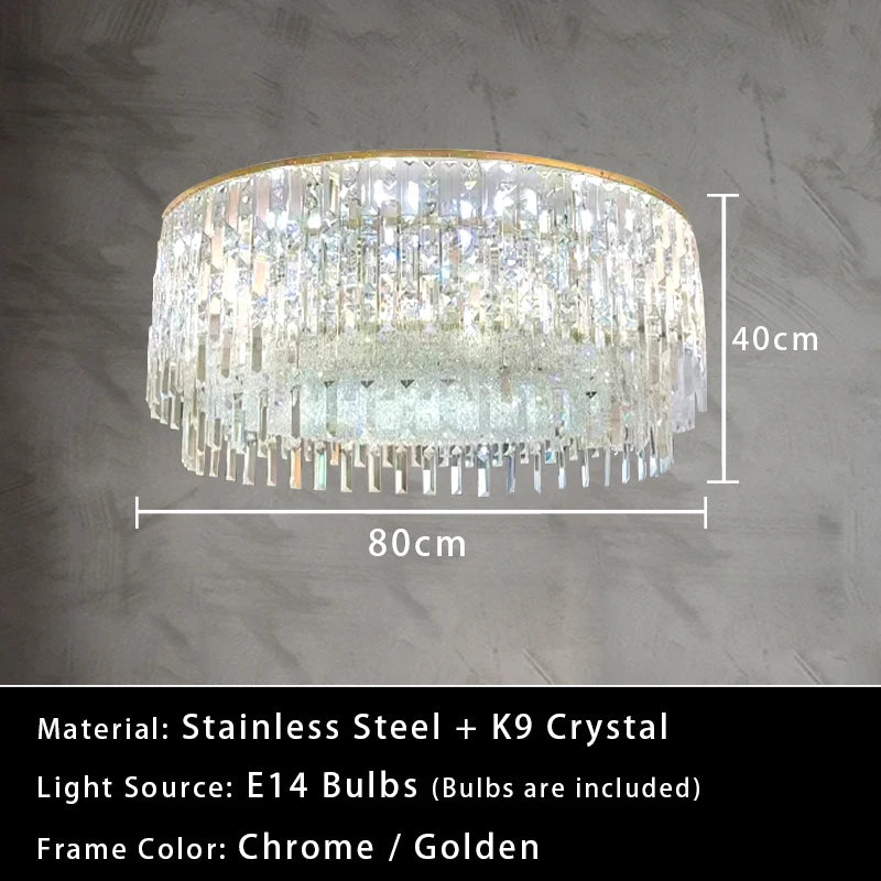 Luxury Crystal Long Pendant Lights Modern Lustres LED Chrome Hanging Lamps for Ceiling Silver Home Decor for Dining Room Remote