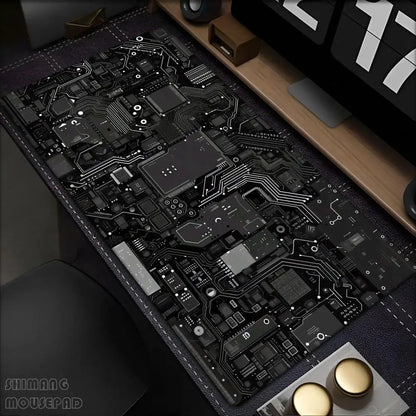 Black Circuit Board Pattern Mouse Pad Large Computer Office Table Mats Rubber Anti-slip Gaming Keyboard Mousepads Long Desk Pads