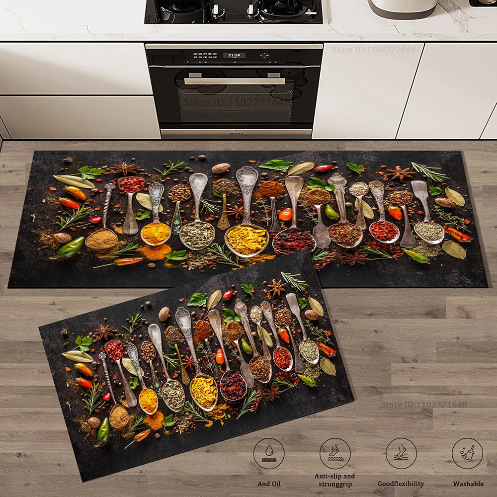 Grains Pattern Absorbent Non-Slip Kitchen Mat Anti-Fatigue for Comfort Doormat Rug Washable Modern Entrance Carpet Large Mats