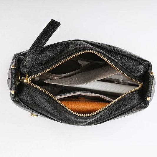 100% Genuine Cowhide Crocod Pattern Luxury Shoulder Bags For Women Designer Solid Color Soft Crossbody Bag Handbags Purses Sac