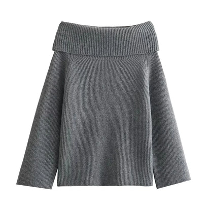 HH Women Fashion Solid Off Shoulder Sweater Long Sleeve Knitted Pullover Sweater Autumn Female Casual Knitwear Chic Top