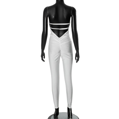 Weird Puss  Fitness Strapless Jumpsuits Women Sexy Body-Shaping Backless Sleeveless Solid Skinny Sporty Classic Trend Overalls