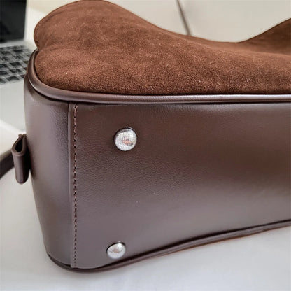 2026 Autumn Winter Latest Commute Shoulder Bags For Women PU Suede Pure Color Large Capacity Boston Bag Luxury Designer Handbags