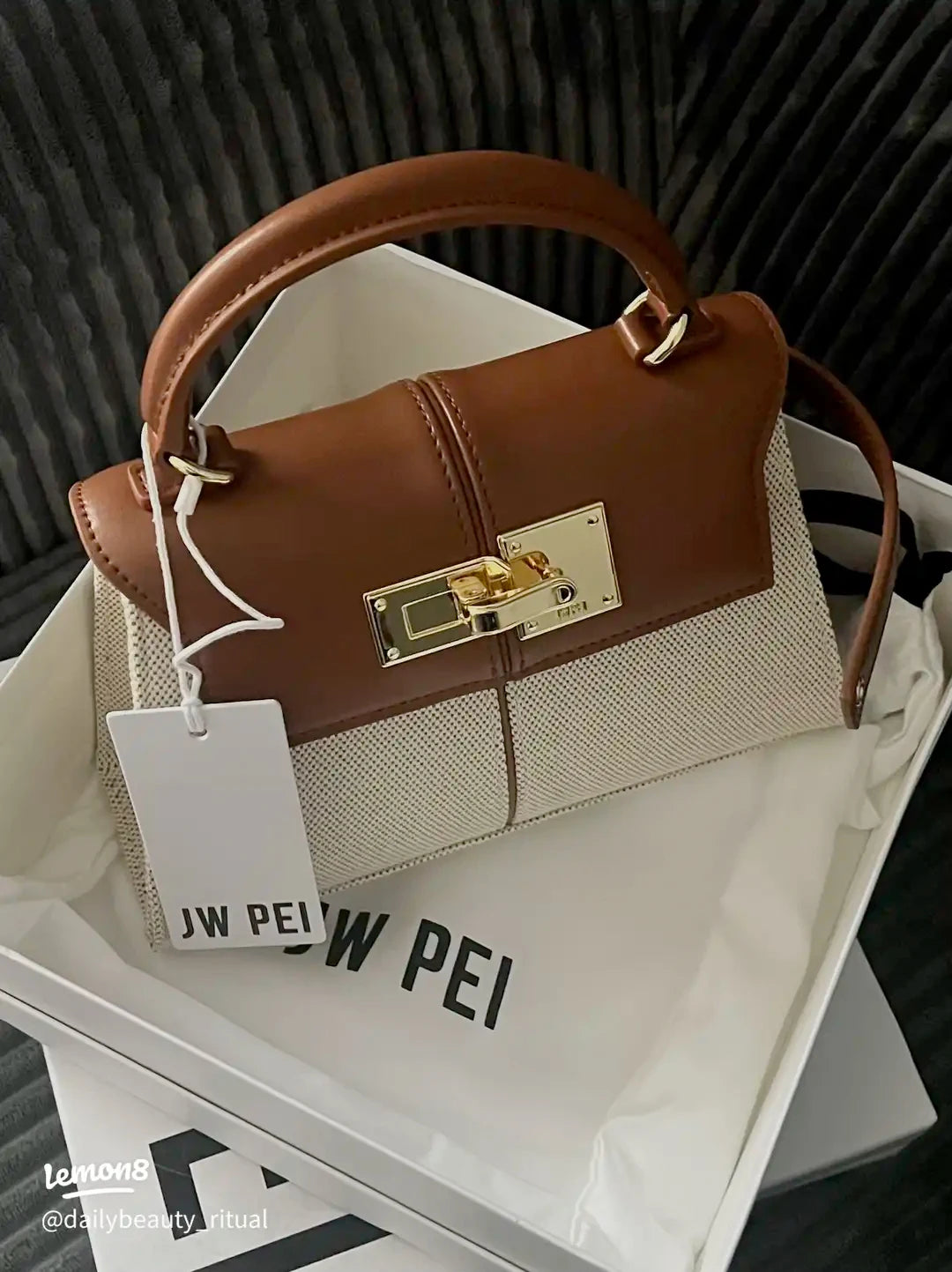 JW PEI Elise Women's Genuine Leather Top Handle Bag Trapezoid Satchel Crossbody Purse Elegant Shoulder Handbag Quiet Luxury Designer Style
