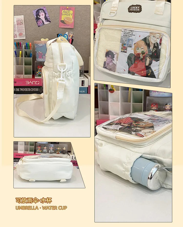 Y2K Japanese Preppy Style Shoulder Crossbody Bag New Nylon School Bags for Teenage Girls Transparent Itabag Backpacks Ita Bag