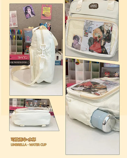 Y2K Japanese Preppy Style Shoulder Crossbody Bag New Nylon School Bags for Teenage Girls Transparent Itabag Backpacks Ita Bag