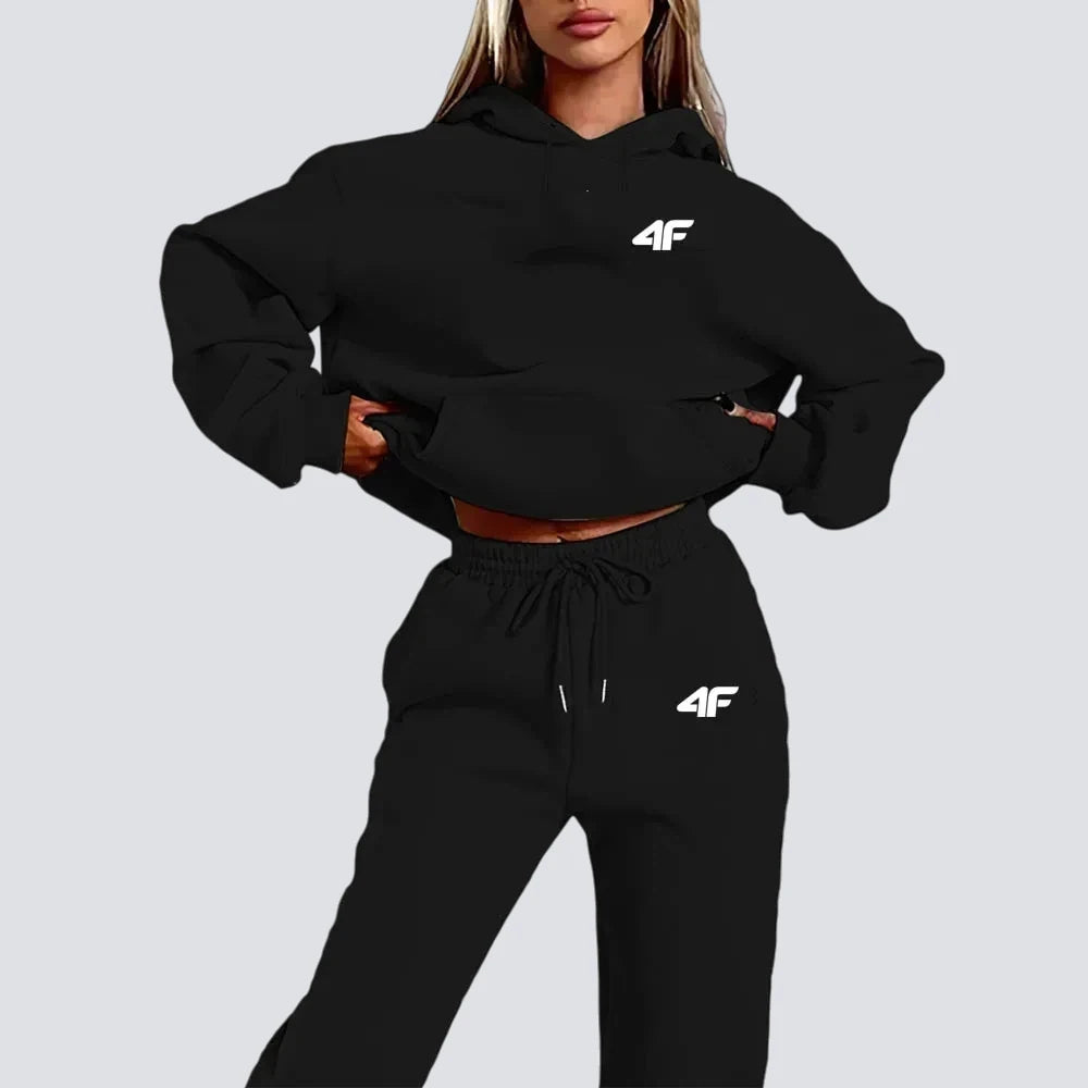 Women Tracksuit Autumn Winter Hoodies Trousers 2PCS Suit Sports Jogging Street High Quality Clothes Pants Sets Casual Fitness