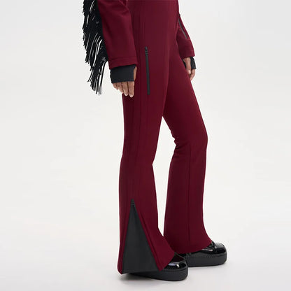 Thicken One-piece Ski Suit Women Faux Fur Hooded Tassels Coat High Waist Belt Jumpsuit 2025 Winter Windproof Waterproof Skiwears