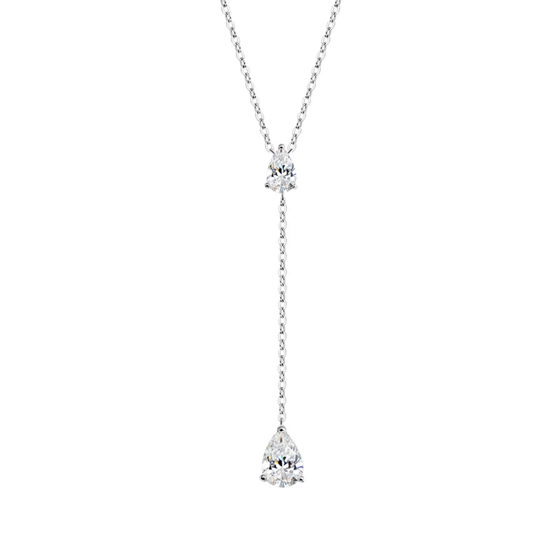 Smyoue 18k Plated Pear Cut All Moissanite Necklace Pendant 2 Gems Luxury Water Drop Jewelry Women Girls Real 925 Sterling Silver