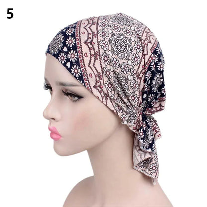 2020 NEW Fashion Women Flower Muslim Ruffle Cancer Chemo Hat Beanie Scarf Turban Head Wrap Cap Printed Headwear Lady Hats