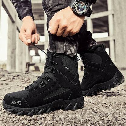 Brand Men's Winter Shoes Waterproof Hiking Boots Plush Warm Snow Ankle Boots Anti-slip Outdoor Trekking Sneakers Male Work Shoes